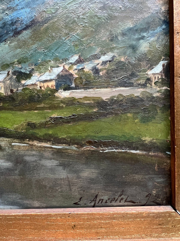 Emile Ancelet (1865-1951) - Paysage Fluvial, 1892