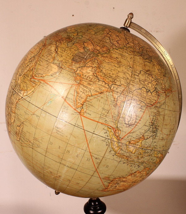 Grand Globe Terrestre De Handels Und Verkehrsglobus De 69cm De Haut