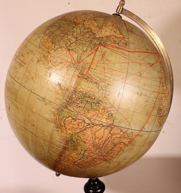 Grand Globe Terrestre De Handels Und Verkehrsglobus De 69cm De Haut