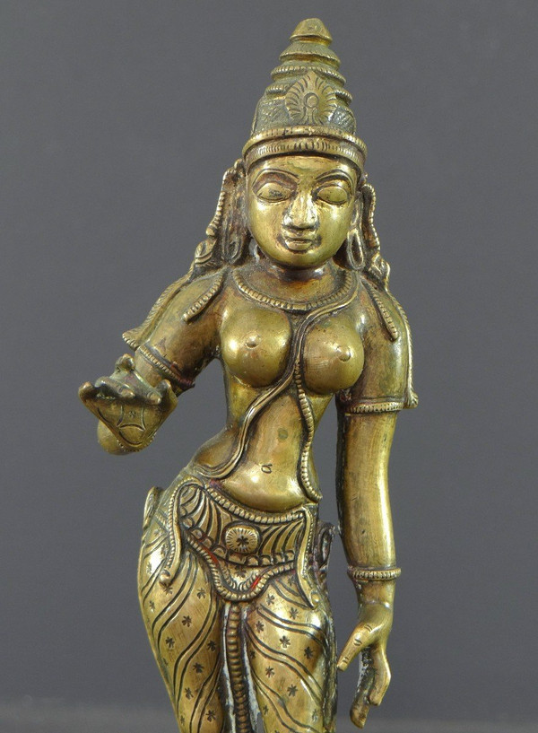 India, fine XIX - inizio XX secolo, statua di bronzo di Parvati.