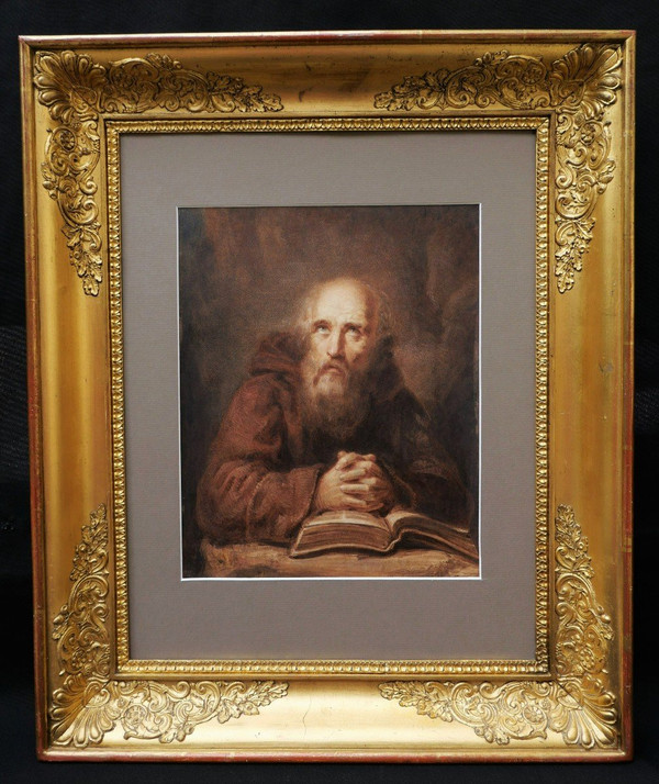 École FRANÇAISE début XIXème siècle, Moine franciscain en prière
