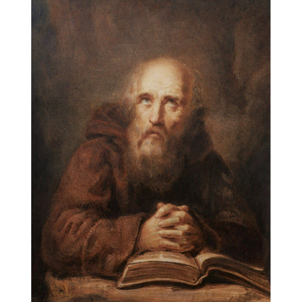 École FRANÇAISE début XIXème siècle, Moine franciscain en prière