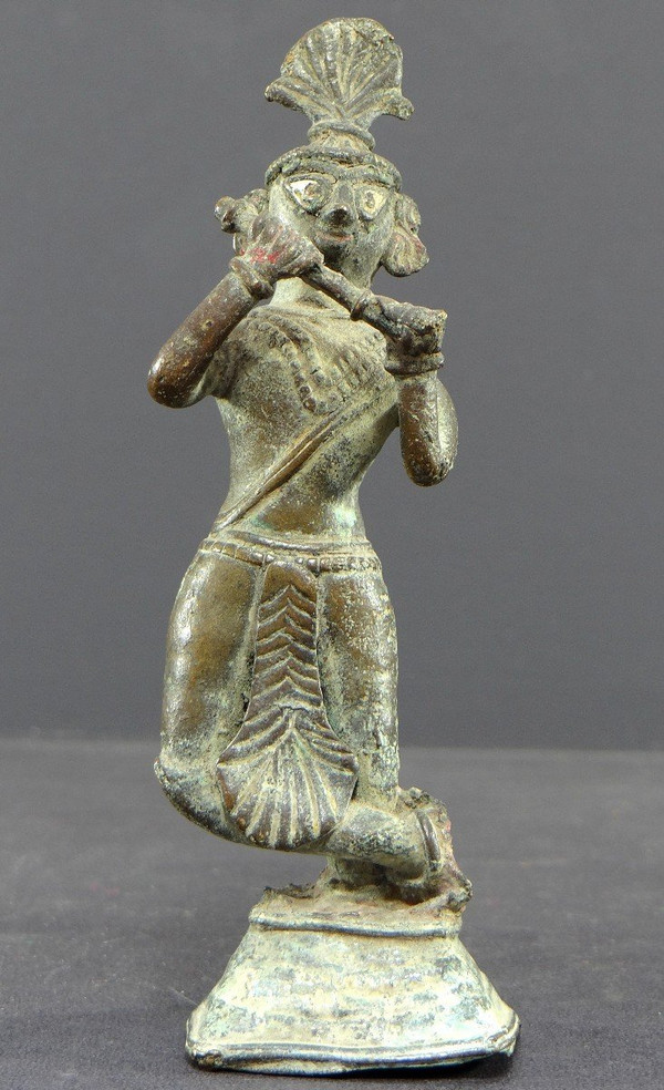 Inde, Début Du XIXème Siècle Ou Antérieur, Statue De Krishna En Bronze.