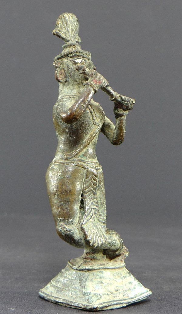 Inde, Début Du XIXème Siècle Ou Antérieur, Statue De Krishna En Bronze.