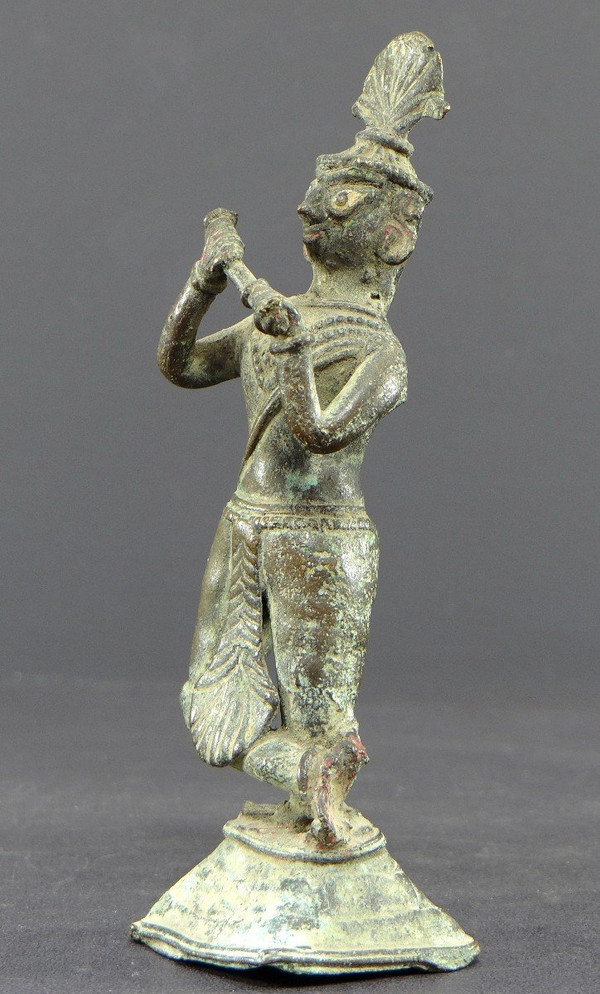 Inde, Début Du XIXème Siècle Ou Antérieur, Statue De Krishna En Bronze.