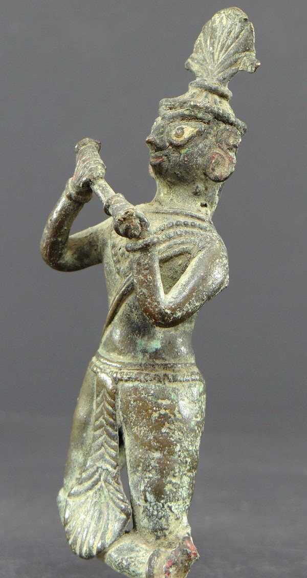 Inde, Début Du XIXème Siècle Ou Antérieur, Statue De Krishna En Bronze.