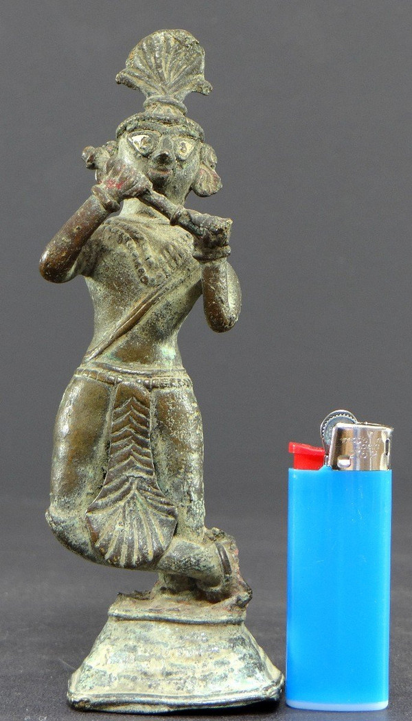 Inde, Début Du XIXème Siècle Ou Antérieur, Statue De Krishna En Bronze.