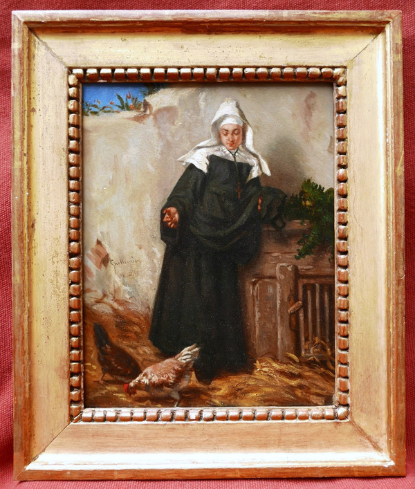 Alexandre Marie GUILLEMIN, Nun feeding the hens
