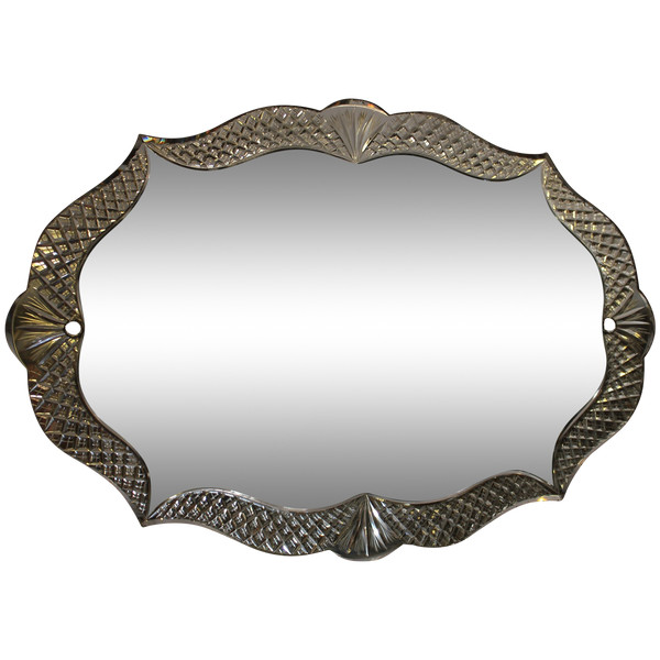 Miroir Moderniste , Verre Taillé 56 X 81 Cm