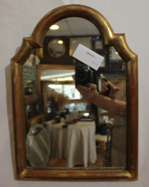 Petit Miroir Ancien Doré, Glace Mercure 32 X 45 Cm