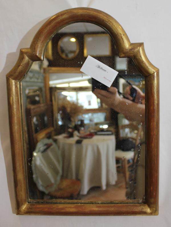 Petit Miroir Ancien Doré, Glace Mercure 32 X 45 Cm