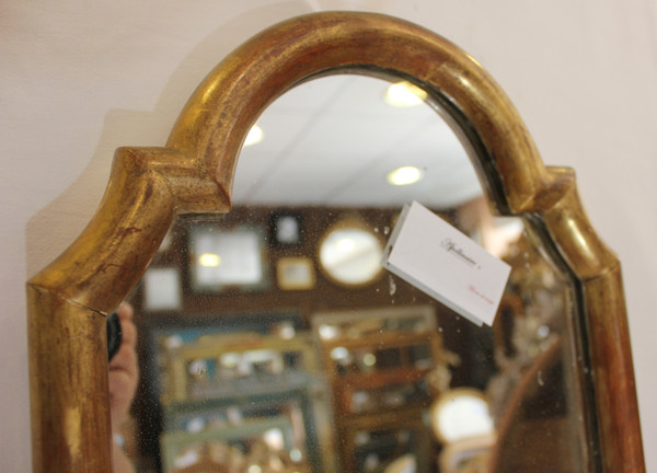Petit Miroir Ancien Doré, Glace Mercure 32 X 45 Cm