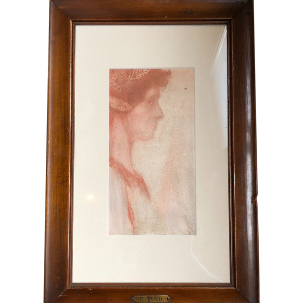Constant Puyo (1857-1933) Profilo di un giovane coronato di fogliame, in stile neogreco