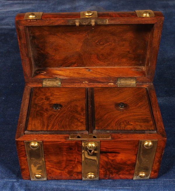 19th Century Burl Walnut Tea Box / Box