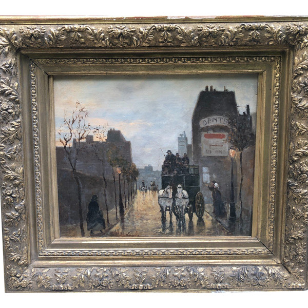 Leopoldo Burlando (1841-1915) Carrozza a Milano, 1880 circa - Scuola italiana
