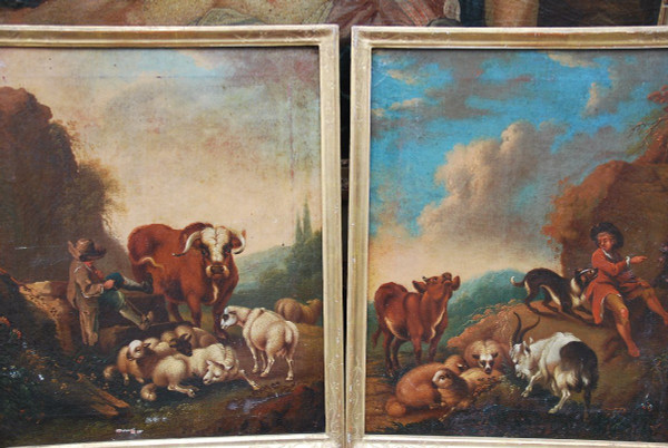 Paar Schäferleinwände, Italien um 1750