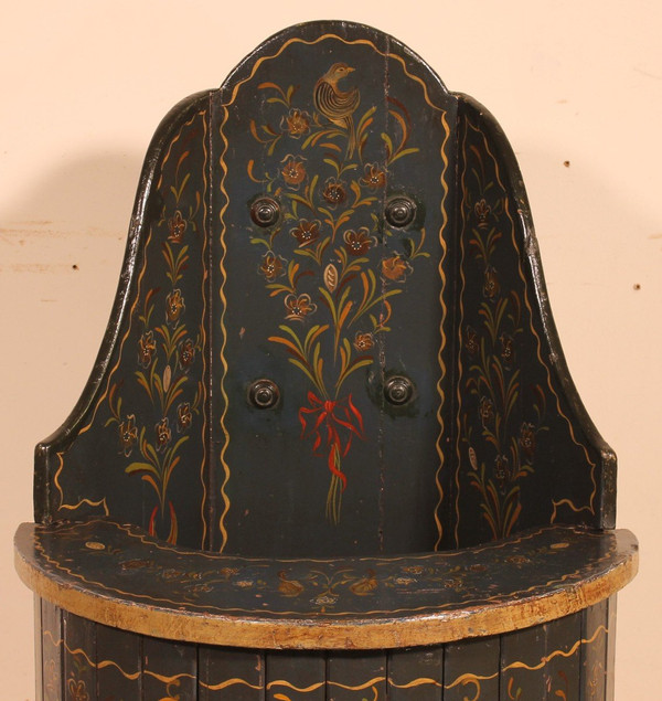 Austrian Children's Chair In Polychrome Wood Circa 1800