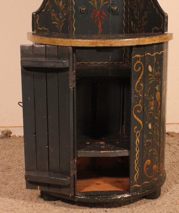 Austrian Children's Chair In Polychrome Wood Circa 1800
