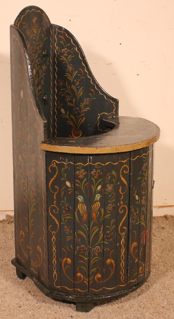 Austrian Children's Chair In Polychrome Wood Circa 1800
