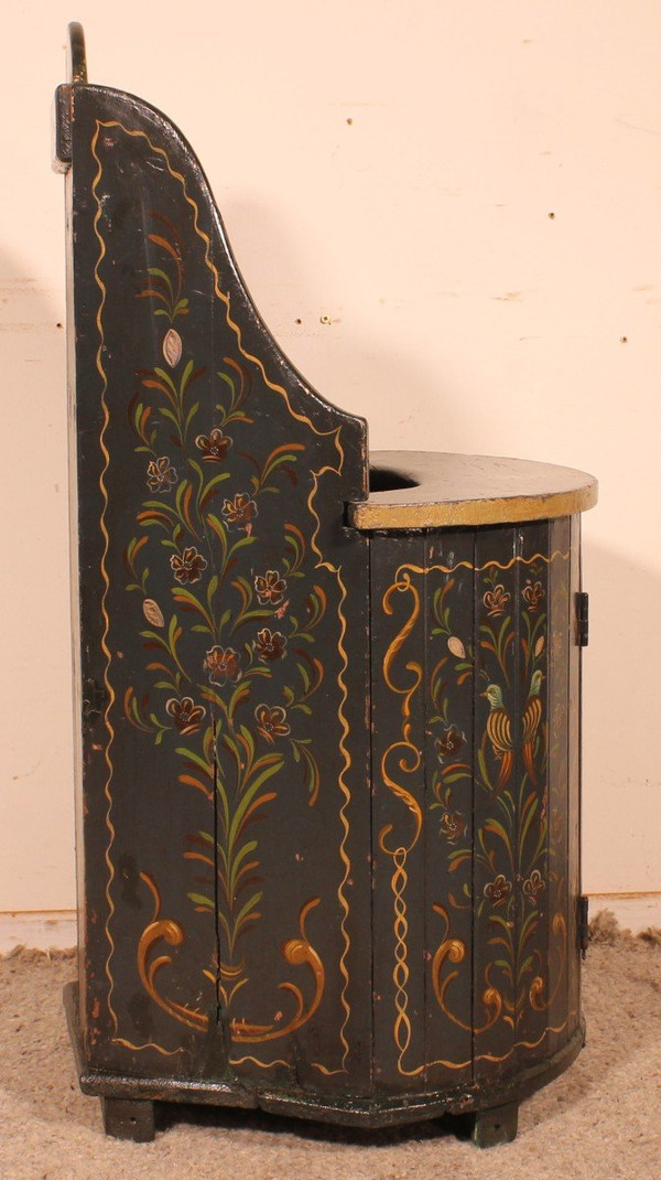 Austrian Children's Chair In Polychrome Wood Circa 1800