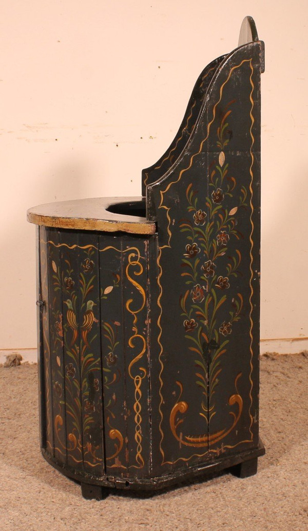 Austrian Children's Chair In Polychrome Wood Circa 1800