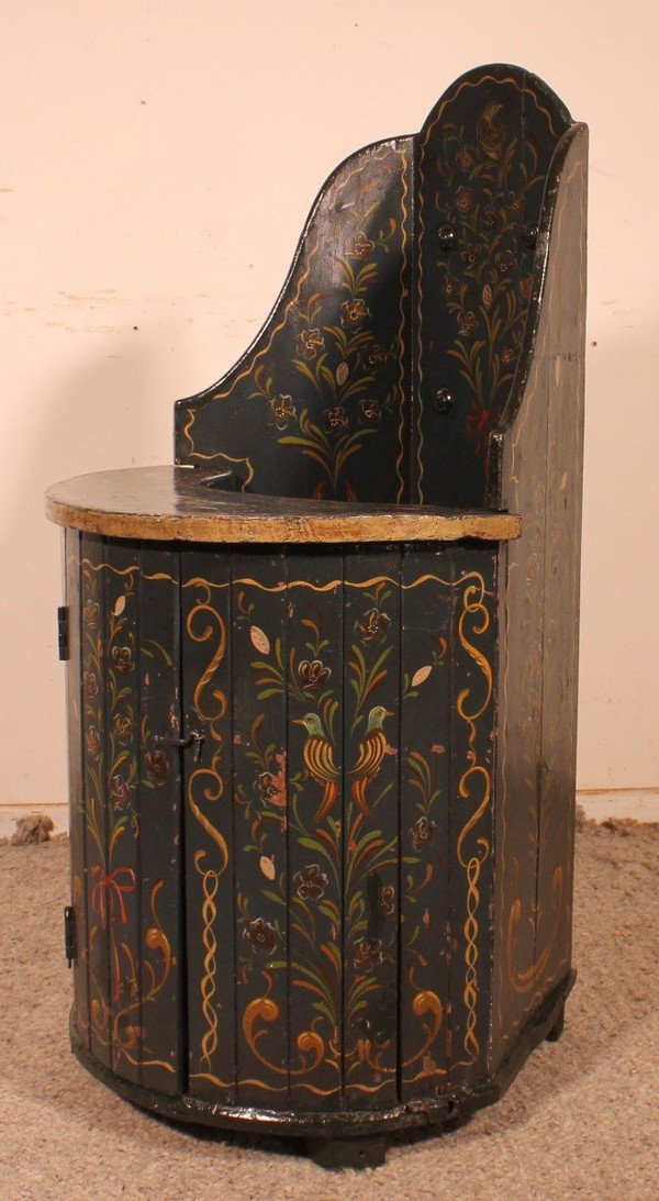 Austrian Children's Chair In Polychrome Wood Circa 1800