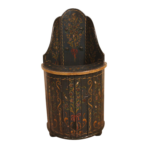 Austrian Children's Chair In Polychrome Wood Circa 1800