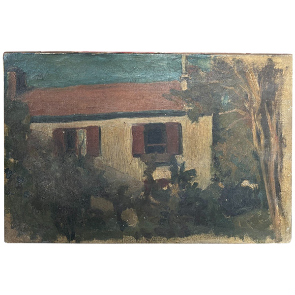 Scuola francese - Paesaggio fauvista, La casa dal tetto rosso, 1910 circa