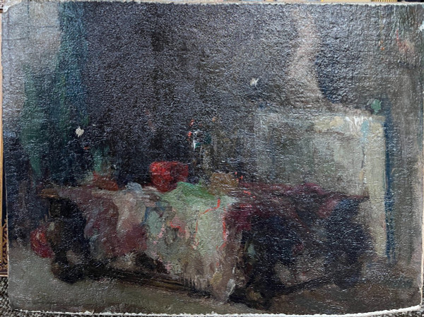 Ecole Française Impressionniste - Interieur De Salle à Manger, Circa 1890