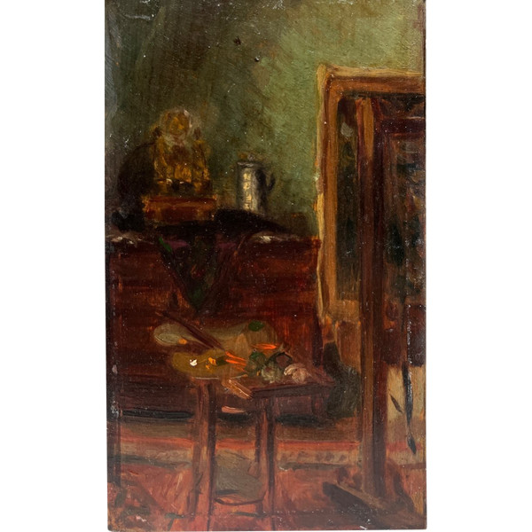 Scuola francese 1890-1900 circa - Atelier d'artiste