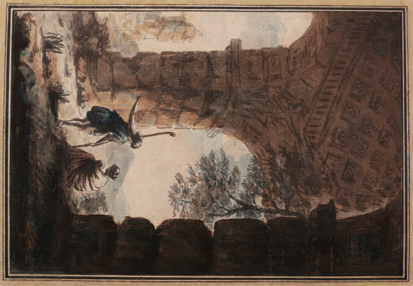 Neoclassical FRENCH school in 1775, Family of shepherds in an ancient ruin