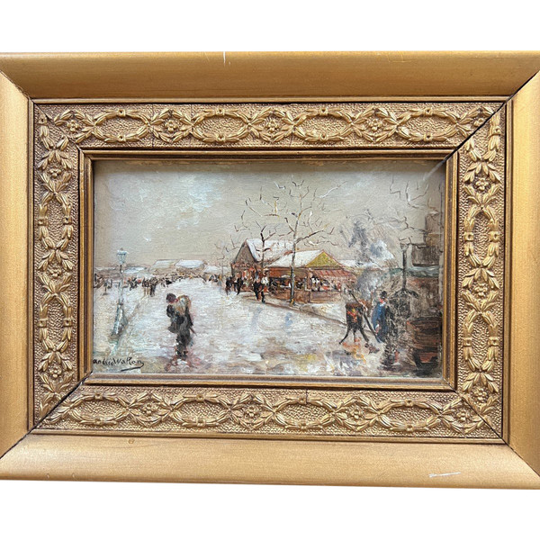Andrée Wallon - Ecole Française 20ème - La città o la zona sotto la neve