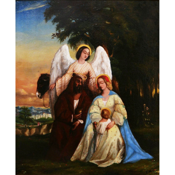 Romantic FRENCH School of the 19th Century, The Rest on the Flight into Egypt