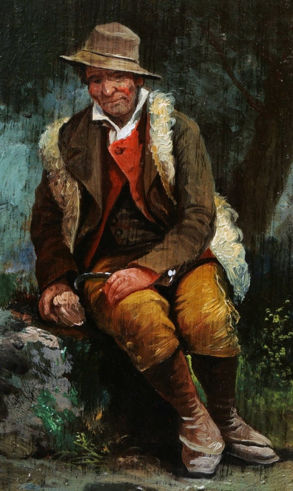 Giuseppe SIGNORINI zugeschrieben, italienischer Bauer oder Hirte, der im Wald sitzt