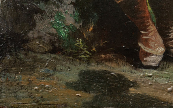Giuseppe SIGNORINI zugeschrieben, italienischer Bauer oder Hirte, der im Wald sitzt