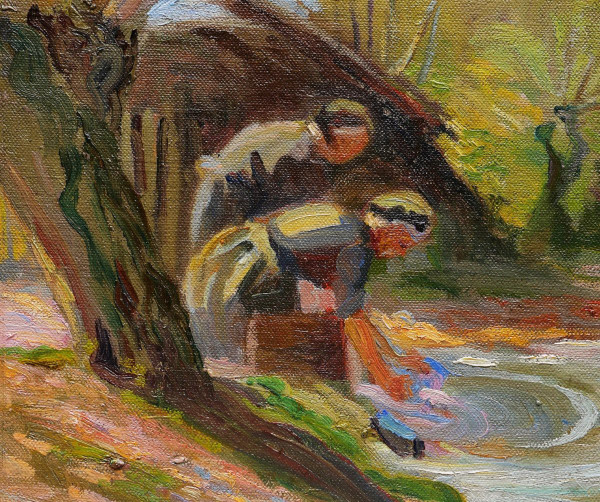 Scuola FRANCESE circa 1910 - 1920, due lavandaie