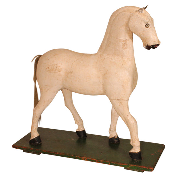 Cheval En Bois Polychrome Du 19° Siècle