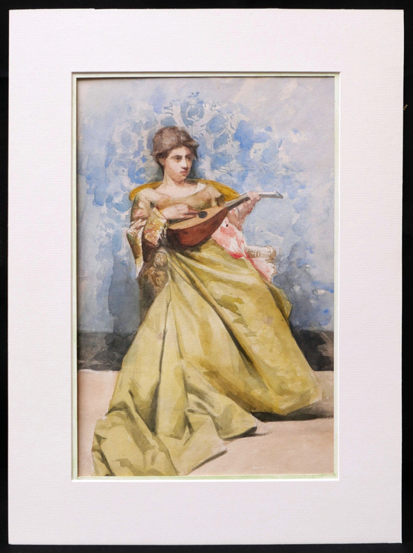 Armel de BLOQUEL de CROIX, Baron de WISMES, Junge Frau mit Mandoline