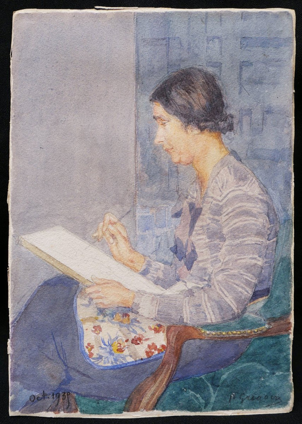 Paul GRÉGOIRE, Gemälde „Porträt von Frau Grégoire“.
