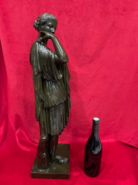 Imponente statua in bronzo scultura Diane de Gabies firmata GADAIX XIX Eme