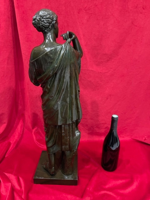 Imponente statua in bronzo scultura Diane de Gabies firmata GADAIX XIX Eme