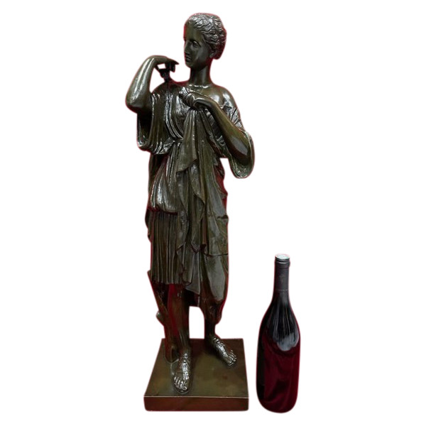 Imponente statua in bronzo scultura Diane de Gabies firmata GADAIX XIX Eme
