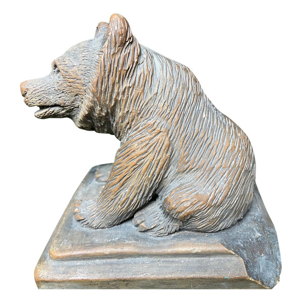 Terracotta bear signed Wühlrich In Bern, dated 1851.