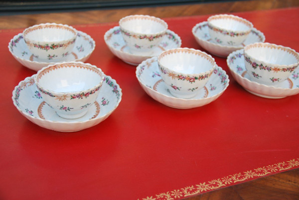 Elegant Suite Of Six Sorbets In Qialong Porcelain, Compagnie Des Indes