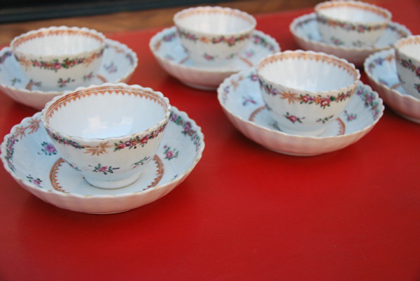 Elegant Suite Of Six Sorbets In Qialong Porcelain, Compagnie Des Indes