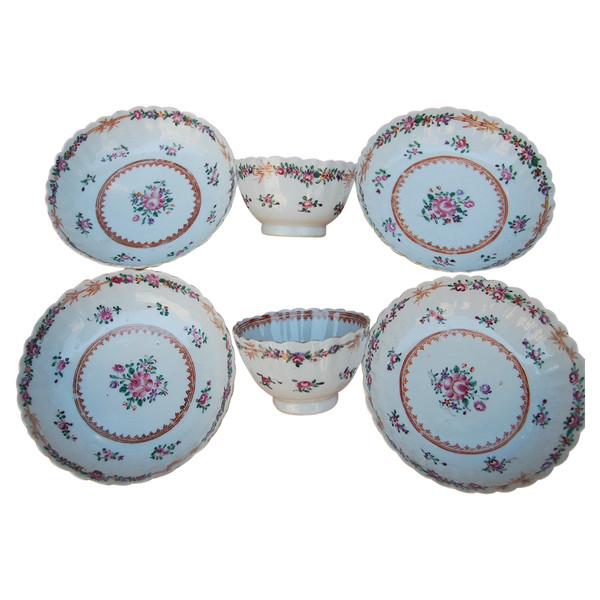 Elegant Suite Of Six Sorbets In Qialong Porcelain, Compagnie Des Indes