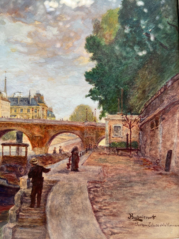 Ernest Bugnicourt (actif Au XIXème Siècle ) Paris - l'écluse De La Monnaie