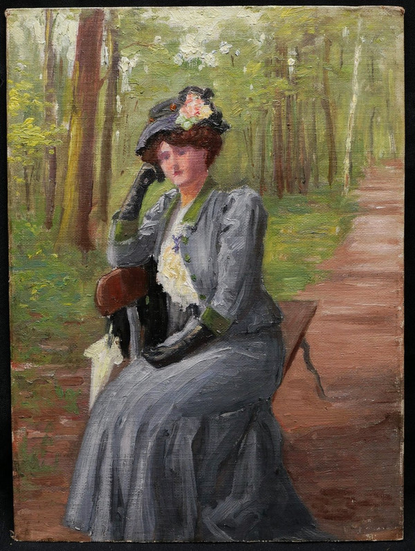 Luc LEGUEY, Frau sitzt auf einer Bank