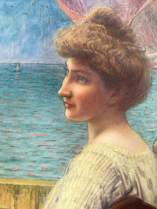Lucien Joseph Coront Ducluzeau, known as Joseph Coront (1859-1934) Symbolist portrait, Circa 1900