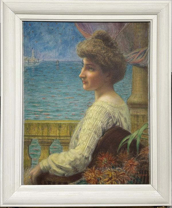 Lucien Joseph Coront Ducluzeau, known as Joseph Coront (1859-1934) Symbolist portrait, Circa 1900